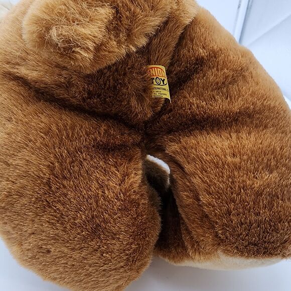 Vtg Union Toy Brown Dog Plush 15" Big Feet Floppy Fuzzy Ears Leather Nose 80s - Picture 6 of 13